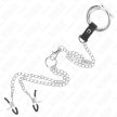 KINK - TRIPLA KRÓMOZOTT FÉM PÉNISZGYŰRŰ 3,8 CM-TŐL 5 CM-IG, 26 CM-ES FÉMLÁNCCAL ÉS MELLBIM - 5