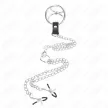 KINK Triple Chrome Metal Cock Ring Adjustable 3-4.5 cm with Chain and Nipple Clips