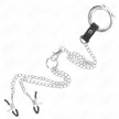 KINK Triple Chrome Metal Cock Ring Adjustable 3-4.5 cm with Chain and Nipple Clips