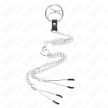 KINK - TRIPLA KRÓMOZOTT FÉM PÉNISZGYŰRŰ 3,8 CM-TŐL 5 CM-IG, 26 CM-ES FÉMLÁNCCAL ÉS MELLBIM - 3
