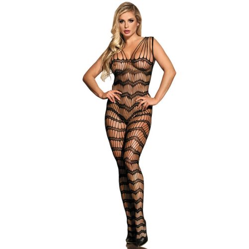 SUBBLIME - 951696 HÁLÓS BODYSTOCKING PÁNTOKKAL A VÁLLON FEKETE EGY MÉRET