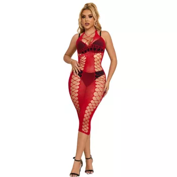 SUBBLIME - 952327 HOSSZÚ PIROS HÁLÓS RUHA EGY MÉRETBEN