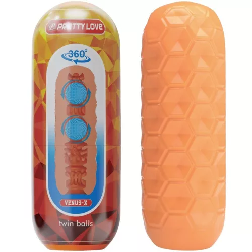 Pretty Love Masturbator masculin cu bile interne Orange rezistent la apă