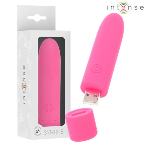 INTENZÍV - SYMONE USB ÚJRATÖLTHETŐ VIBRÁLÓ GOLYÓ 8 REZGÉS RÓZSASZÍN 10 X 2.2 CM