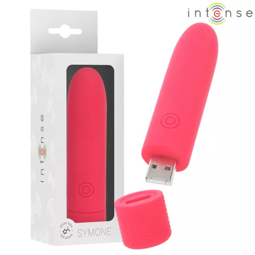 Intense Symone USB Rechargeable Vibrating Bullet 8 Modes 10 cm Red