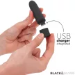 Black&Silver Geri USB Rechargeable Vibrating Bullet 8 Modes 10 cm Black