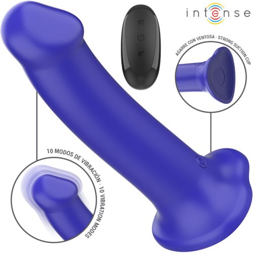 INTENZÍV - VICTORIA VIBRÁTOR TAPADÓKORONGGAL 10 REZGÉS SÖTÉTKÉK TÁVIRÁNYÍTÓVAL