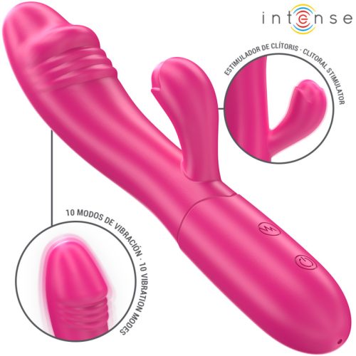 INTENSE - BOROSTYÁN RUGALMAS VIBRÁTOR 10 REZGÉS STIMULÁLÓ NYELVVEL RÓZSASZÍNŰ
