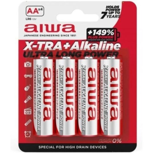 AIWA - X-TRA ALKALINE AA LR6 LÚGOS ELEM BUBORÉKCSOMAGOLÁS*4