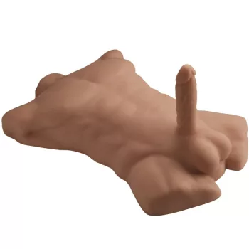   Silexd Torso masculin realist cu dildo inclus 54 cm caramel impermeabil