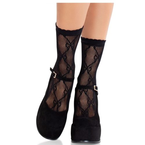LEG AVENUE - Fekete Csipkés Masnis Harisnya zokni eleganciával