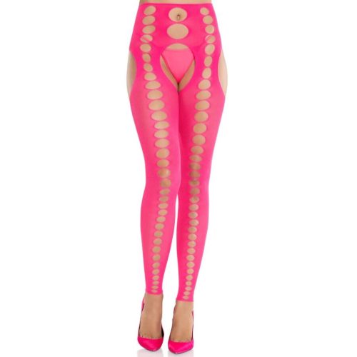 LEG AVENUE - Pántnélküli, varrás nélküli, átlátszatlan harisnyák - Neon Rózsaszín Eleganci