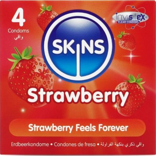 SKINS - eper aromájú prémium óvszer 4 db-os csomagban