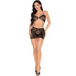 Leg Avenue 81676 – csipkés felső és mini szoknya szett, fekete