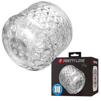   Pretty Love Double Entry Masturbator Textured Channel Transparent 6cm