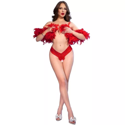 Chilirose Chilot deschis XL roșu din dantelă elastică