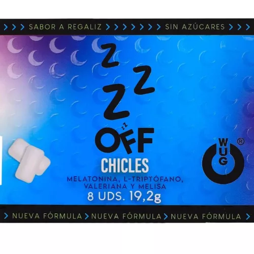 WUG Off Funkcionális rágótabletta Melatonin, Valeriána, 8 db cukormentes