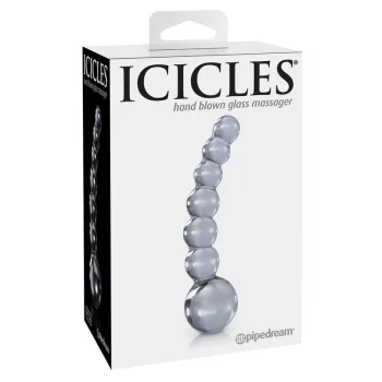 Icicles Glass Massager Graduated Bead Shaft 9cm Transparent