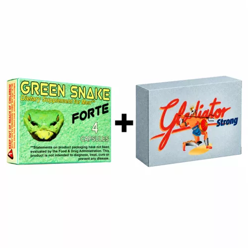 GREEN SNAKE - 4 DB + Gladiátor Strong Alkalmi potencianövelő kapszula - 4 db csomag